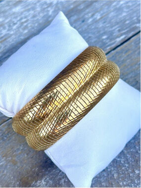 Bronze Milor Italy Bangle Bracelet Chunky Gold Tone 8”